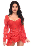 Daisy Corsets Top Drawer 2 PC Red Lace Steel Boned Corset & Skirt Set - Daisy Corsets - Flyclothing LLC