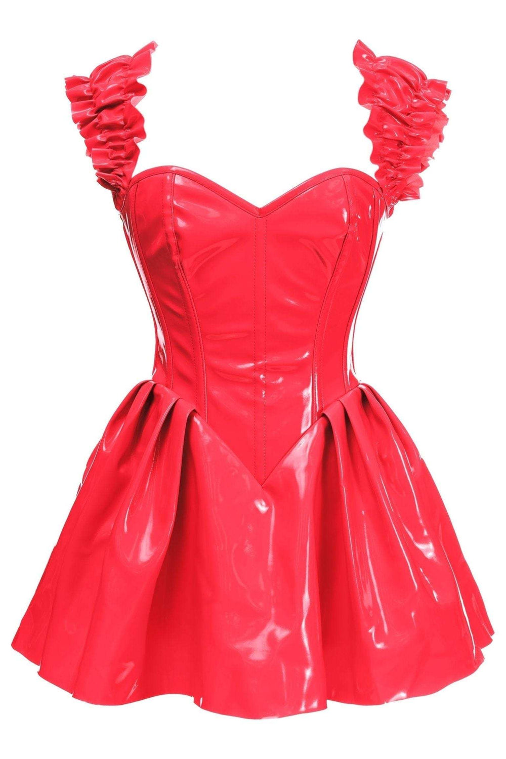 Daisy Corsets Top Drawer Steel Boned Red Patent PVC Vinyl Corset Dress - Daisy Corsets - Flyclothing LLC