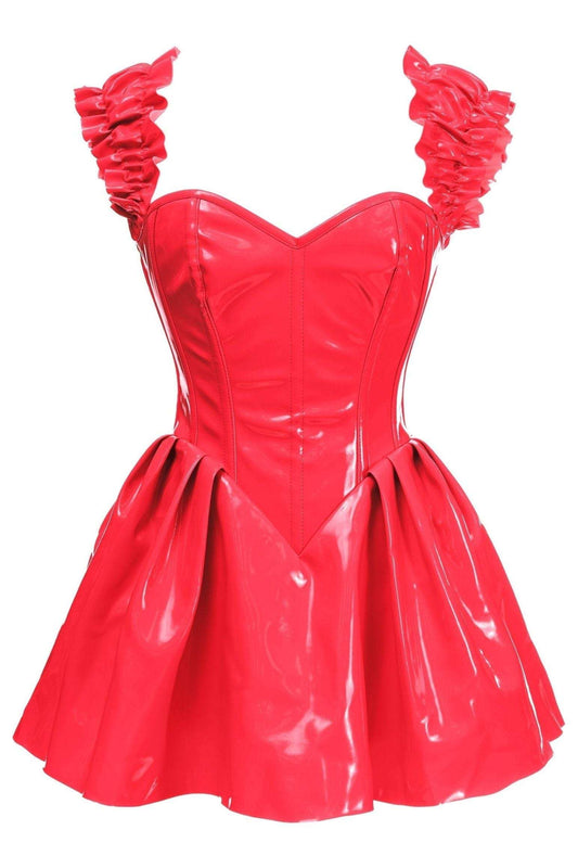 Daisy Corsets Top Drawer Steel Boned Red Patent PVC Vinyl Corset Dress - Daisy Corsets - Flyclothing LLC