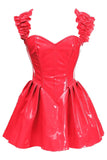 Daisy Corsets Top Drawer Steel Boned Red Patent PVC Vinyl Corset Dress - Daisy Corsets - Flyclothing LLC