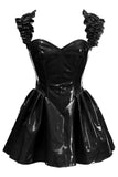 Daisy Corsets Top Drawer Steel Boned Black Patent PVC Vinyl Corset Dress - Daisy Corsets - Flyclothing LLC