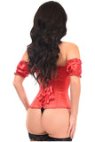 Daisy Corsets Top Drawer Steel Boned Red Satin Overbust Corset w/Sleeves - Daisy Corsets - Flyclothing LLC