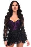 Daisy Corsets Top Drawer 2 PC Black/Purple Lace Steel Boned Corset & Skirt Set - Daisy Corsets - Flyclothing LLC