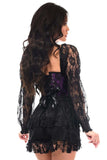 Daisy Corsets Top Drawer 2 PC Black/Purple Lace Steel Boned Corset & Skirt Set - Daisy Corsets - Flyclothing LLC