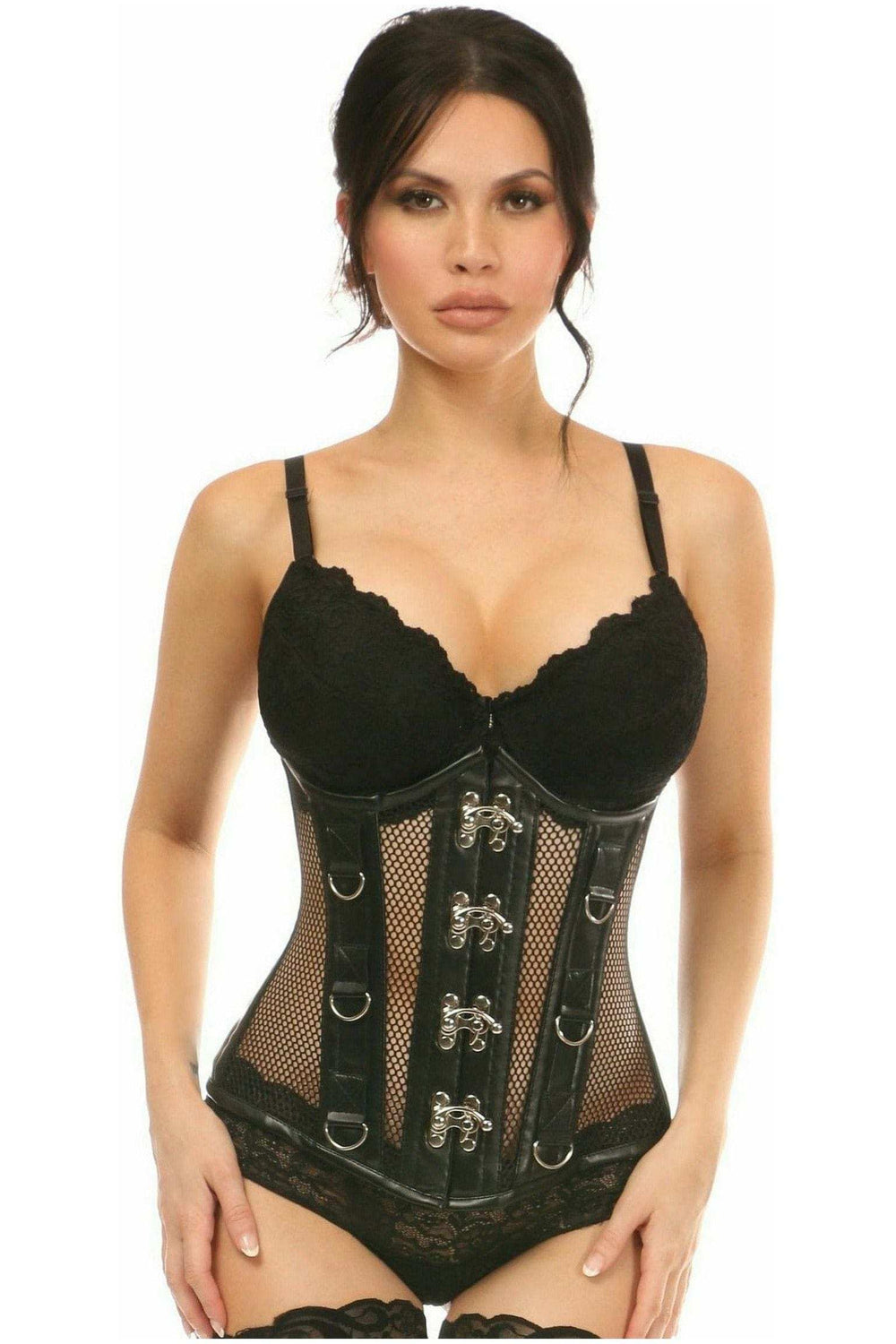 Daisy Corsets Top Drawer Steel Boned Fishnet Under Bust Corset - Daisy Corsets - Flyclothing LLC