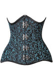 Daisy Corsets Top Drawer CURVY Teal Brocade Double Steel Boned Under Bust Corset - Daisy Corsets - Flyclothing LLC