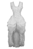 Daisy Corsets Top Drawer Steel Boned White Lace Victorian Bustle Corset Dress - Daisy Corsets - Flyclothing LLC