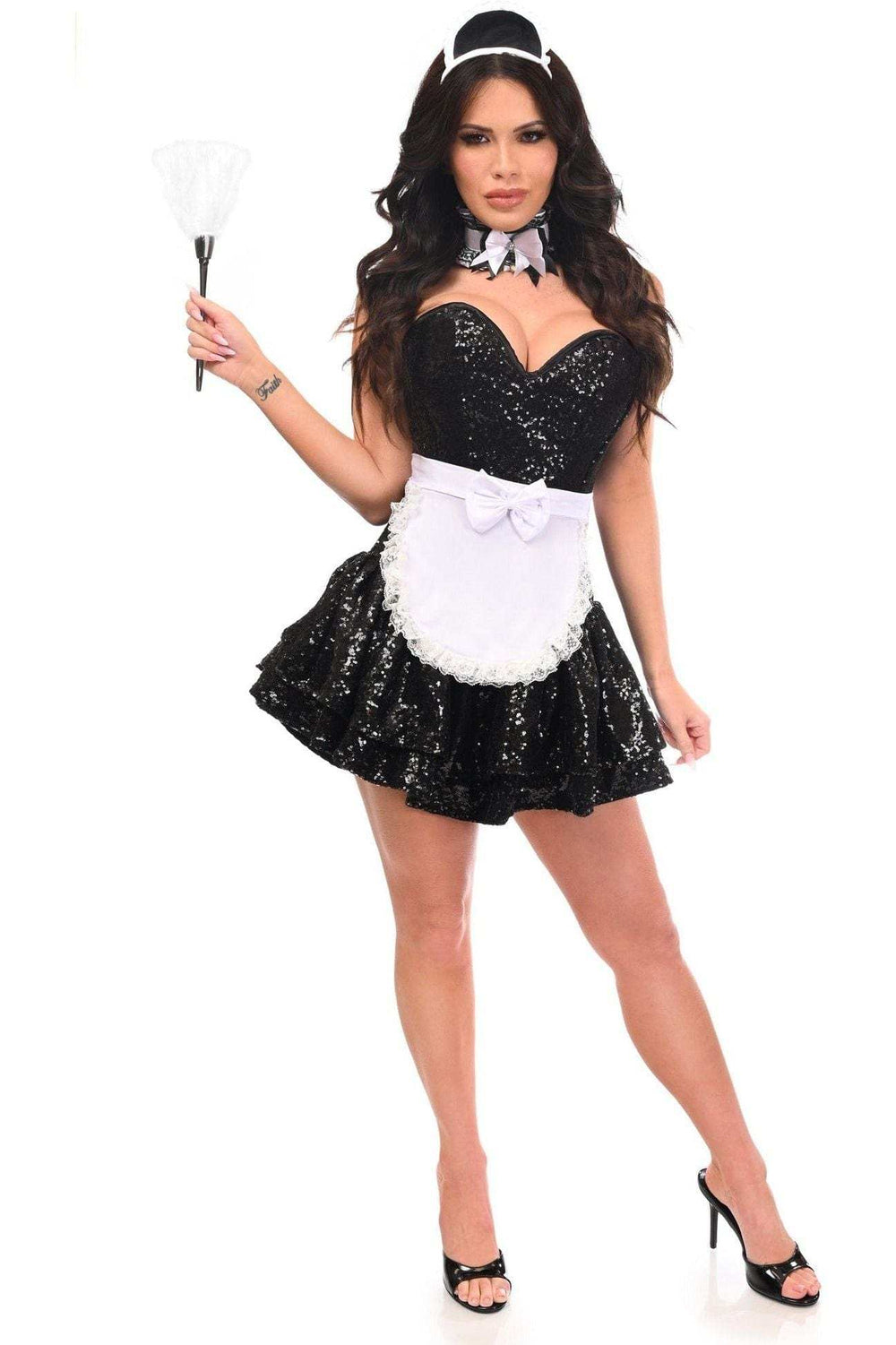Daisy Corsets Top Drawer 5 PC Sequin French Maid Corset Costume - Daisy Corsets - Flyclothing LLC