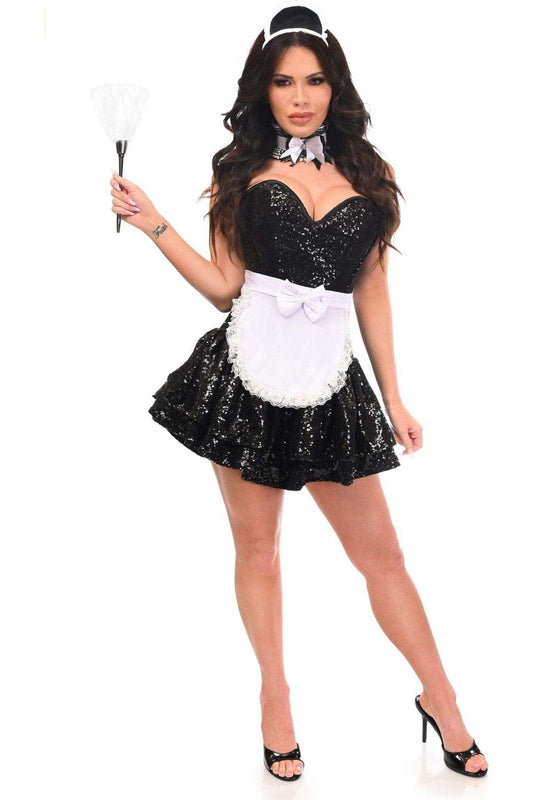 Daisy Corsets Top Drawer 5 PC Sequin French Maid Corset Costume - Daisy Corsets - Flyclothing LLC