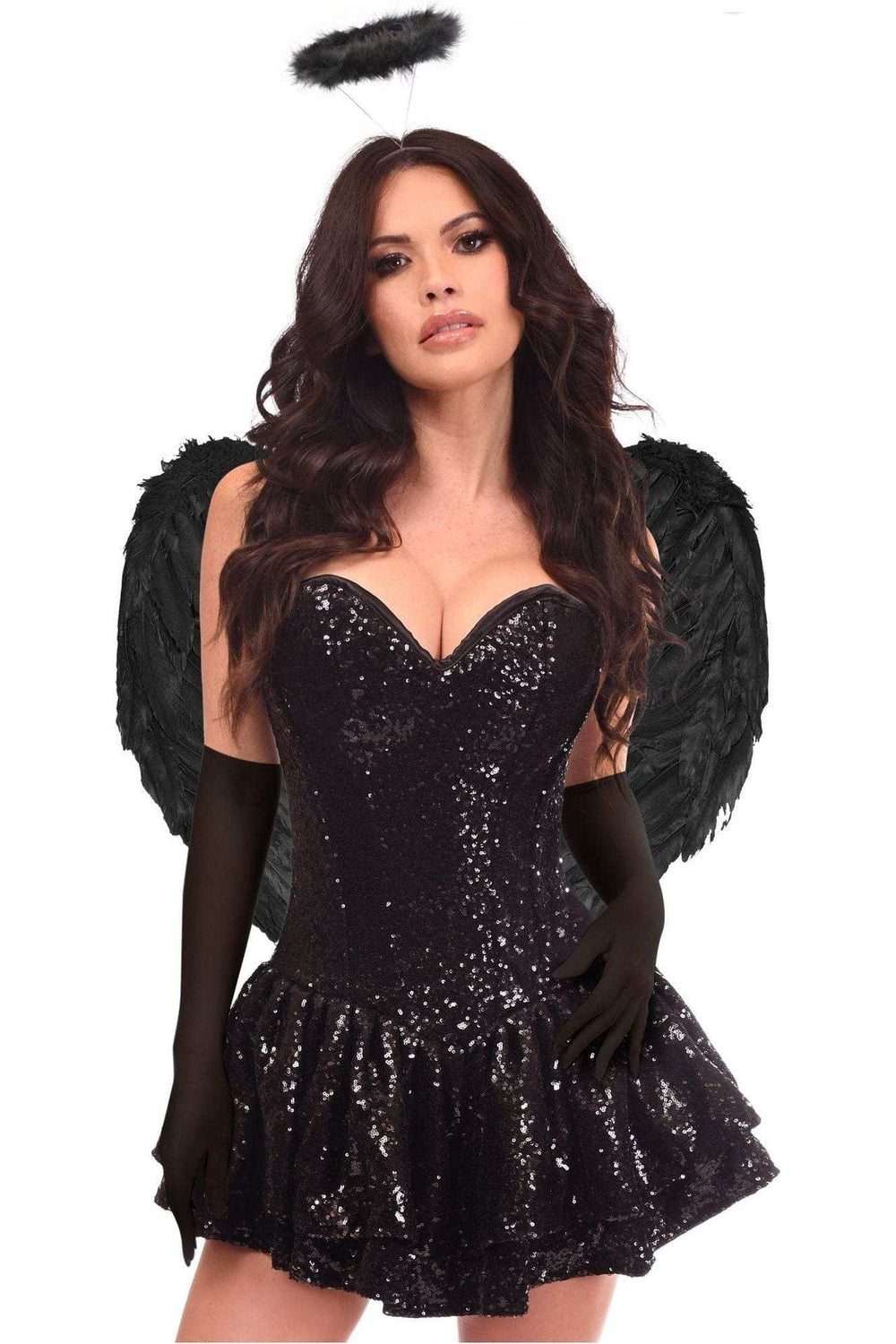 Daisy Corsets Top Drawer 4 PC Sequin Dark Angel Corset Dress Costume - Daisy Corsets - Flyclothing LLC