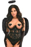 Daisy Corsets Top Drawer 4 PC Black Lace Dark Angel Corset Costume - Daisy Corsets - Flyclothing LLC
