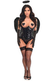 Daisy Corsets Top Drawer 4 PC Black Patent Dark Angel Corset Costume - Daisy Corsets - Flyclothing LLC