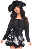 Daisy Corsets Top Drawer 4 PC Black/White Striped Premium Pirate Corset Costume - Daisy Corsets - Flyclothing LLC