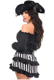 Daisy Corsets Top Drawer 4 PC Black/White Striped Premium Pirate Corset Costume - Daisy Corsets - Flyclothing LLC