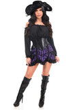 Daisy Corsets Top Drawer 4 PC Black/Purple Striped Premium Pirate Corset Costume - Daisy Corsets - Flyclothing LLC