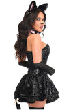 Daisy Corsets Top Drawer 5 PC Sequin Black/Pink Cat Corset Dress Costume - Daisy Corsets - Flyclothing LLC
