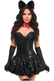 Daisy Corsets Top Drawer 5 PC Sequin Black/Red Cat Corset Dress Costume - Daisy Corsets - Flyclothing LLC