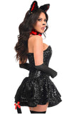 Daisy Corsets Top Drawer 5 PC Sequin Black/Red Cat Corset Dress Costume - Daisy Corsets - Flyclothing LLC