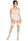 Daisy Corsets Top Drawer White Lace Steel Boned Corset w/Rhinestones - Daisy Corsets - Flyclothing LLC