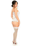 Daisy Corsets Top Drawer White Lace Steel Boned Corset w/Rhinestones - Daisy Corsets - Flyclothing LLC