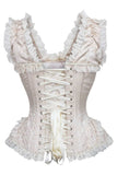 Daisy Corsets Top Drawer Ivory Brocade & Lace Steel Boned Corset w/Cap Sleeves - Daisy Corsets - Flyclothing LLC
