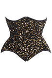 Daisy Corsets Top Drawer Black/Gold Sequin Steel Boned Underbust Cincher Corset - Daisy Corsets - Flyclothing LLC