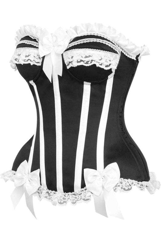 Daisy Corsets Top Drawer Black/White Steel Boned Burlesque Corset - Daisy Corsets - Flyclothing LLC