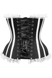 Daisy Corsets Top Drawer Black/White Steel Boned Burlesque Corset - Daisy Corsets - Flyclothing LLC
