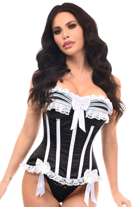 Daisy Corsets Top Drawer Black/White Steel Boned Burlesque Corset - Daisy Corsets - Flyclothing LLC