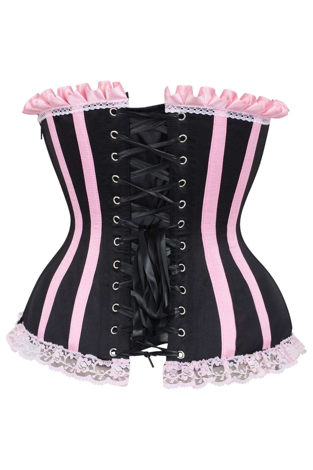 Daisy Corsets Top Drawer Black/Pink Steel Boned Burlesque Corset - Daisy Corsets - Flyclothing LLC
