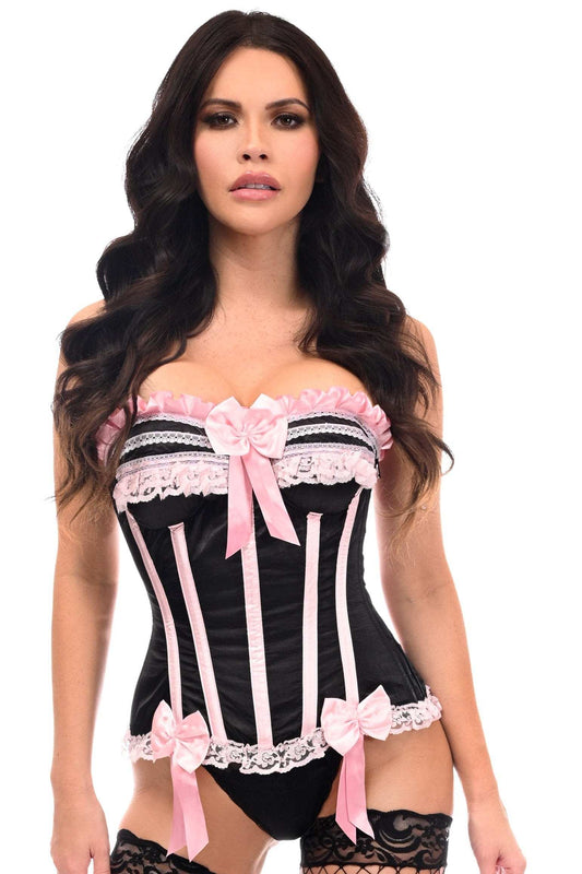 Daisy Corsets Top Drawer Black/Pink Steel Boned Burlesque Corset - Daisy Corsets - Flyclothing LLC