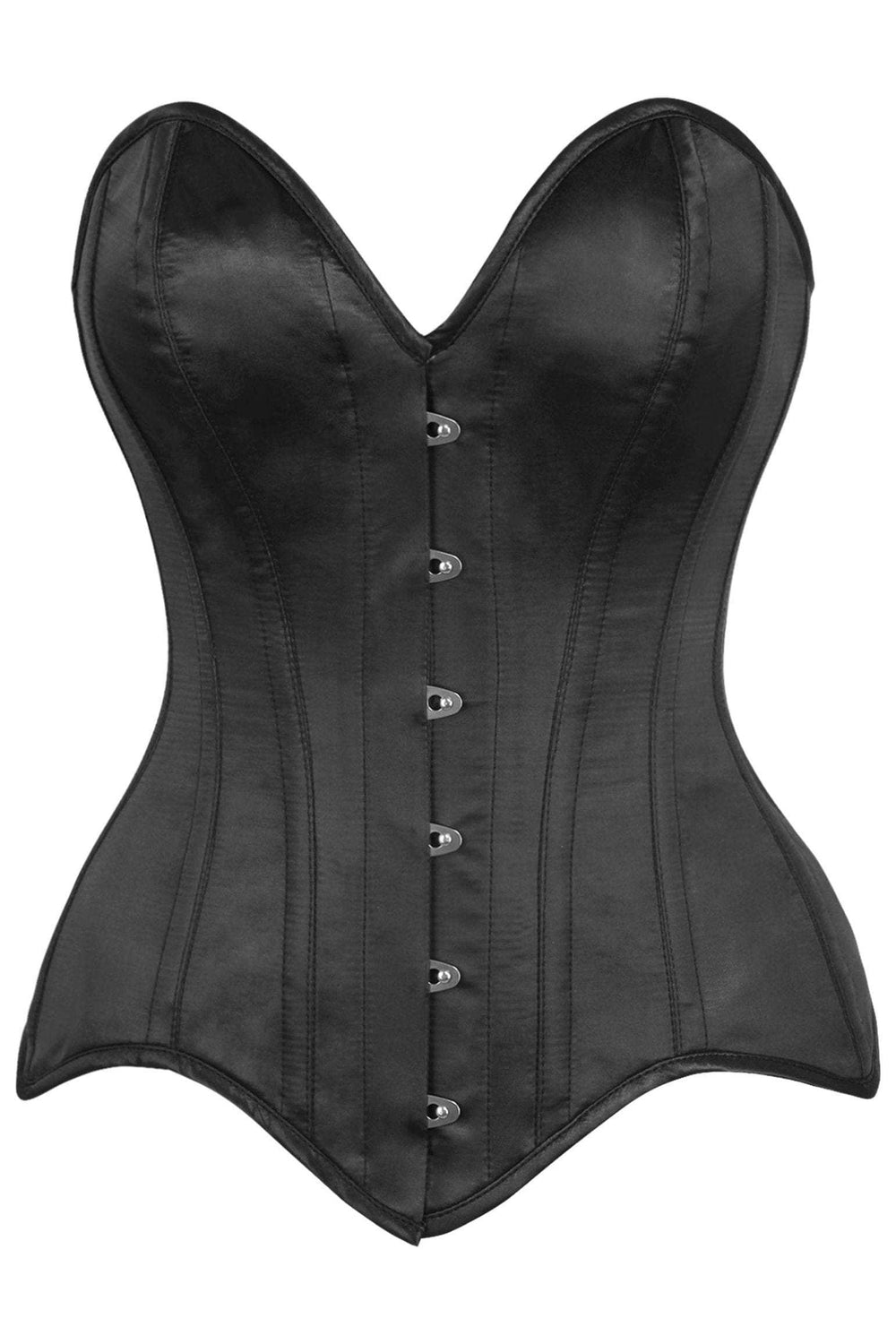 Daisy Corsets Top Drawer Black Satin Steel Boned Overbust Corset - Daisy Corsets - Flyclothing LLC