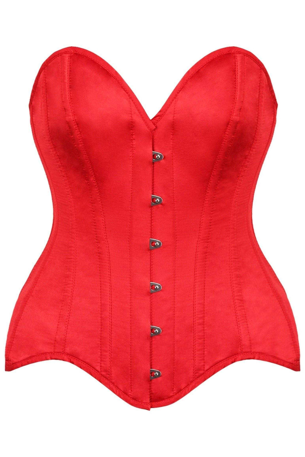 Daisy Corsets Top Drawer Red Satin Steel Boned Overbust Corset - Daisy Corsets - Flyclothing LLC