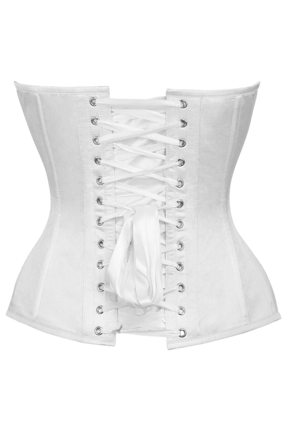 Daisy Corsets Top Drawer White Satin Steel Boned Overbust Corset - Daisy Corsets - Flyclothing LLC