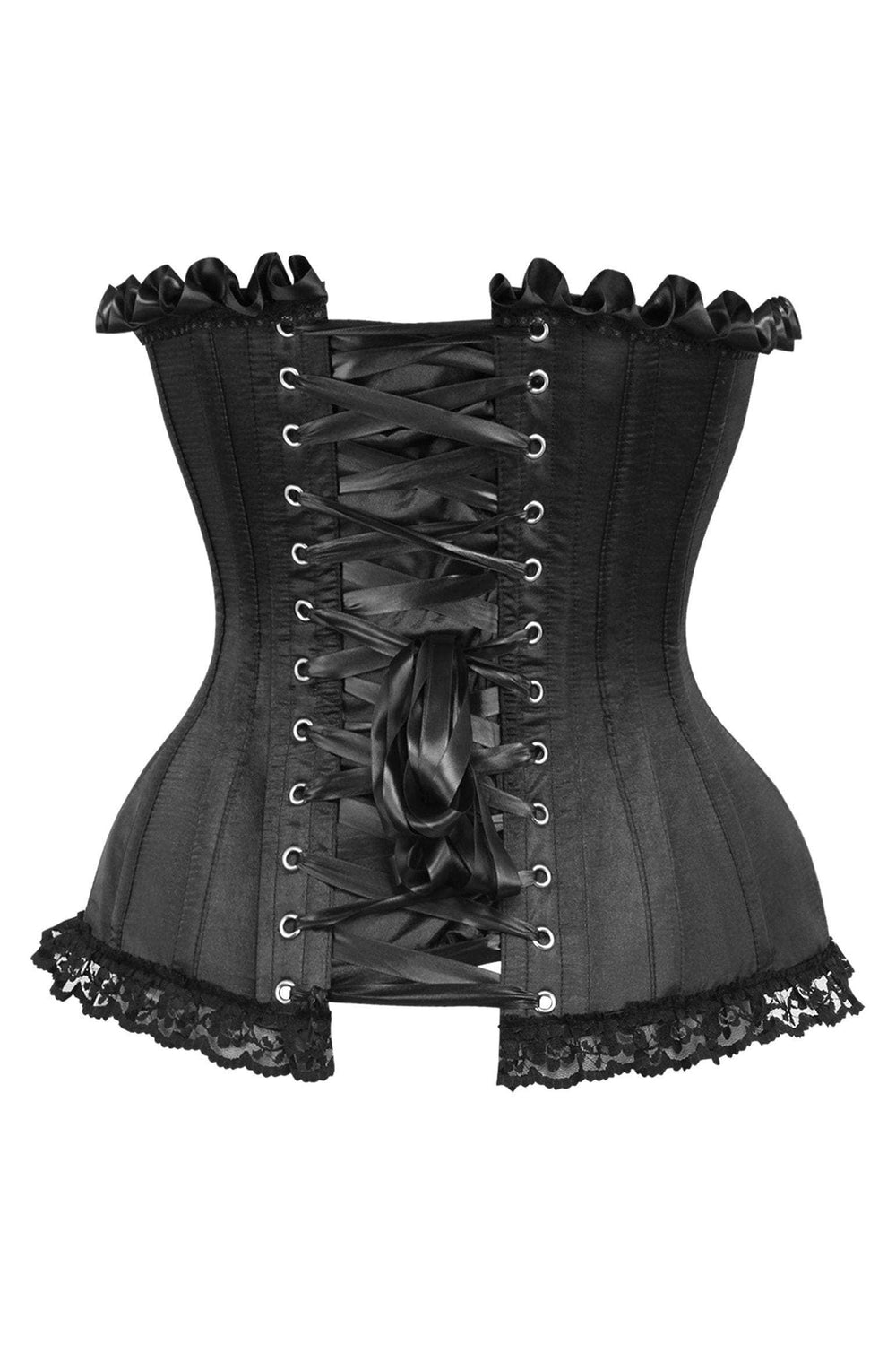 Daisy Corsets Top Drawer Black Satin Steel Boned Overbust Corset - Daisy Corsets - Flyclothing LLC