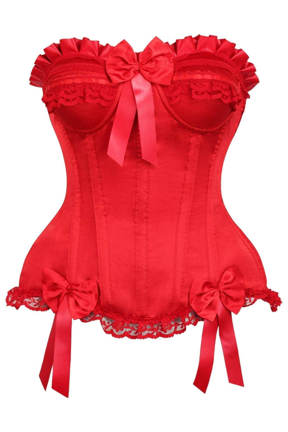Daisy Corsets Top Drawer Red Satin Steel Boned Burlesque Corset - Daisy Corsets - Flyclothing LLC