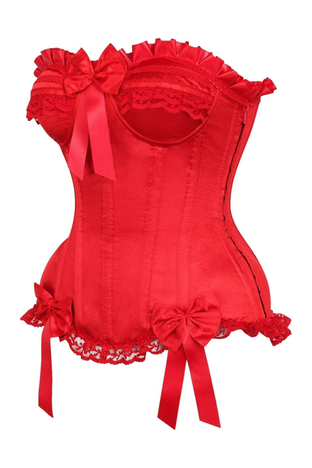Daisy Corsets Top Drawer Red Satin Steel Boned Burlesque Corset - Daisy Corsets - Flyclothing LLC