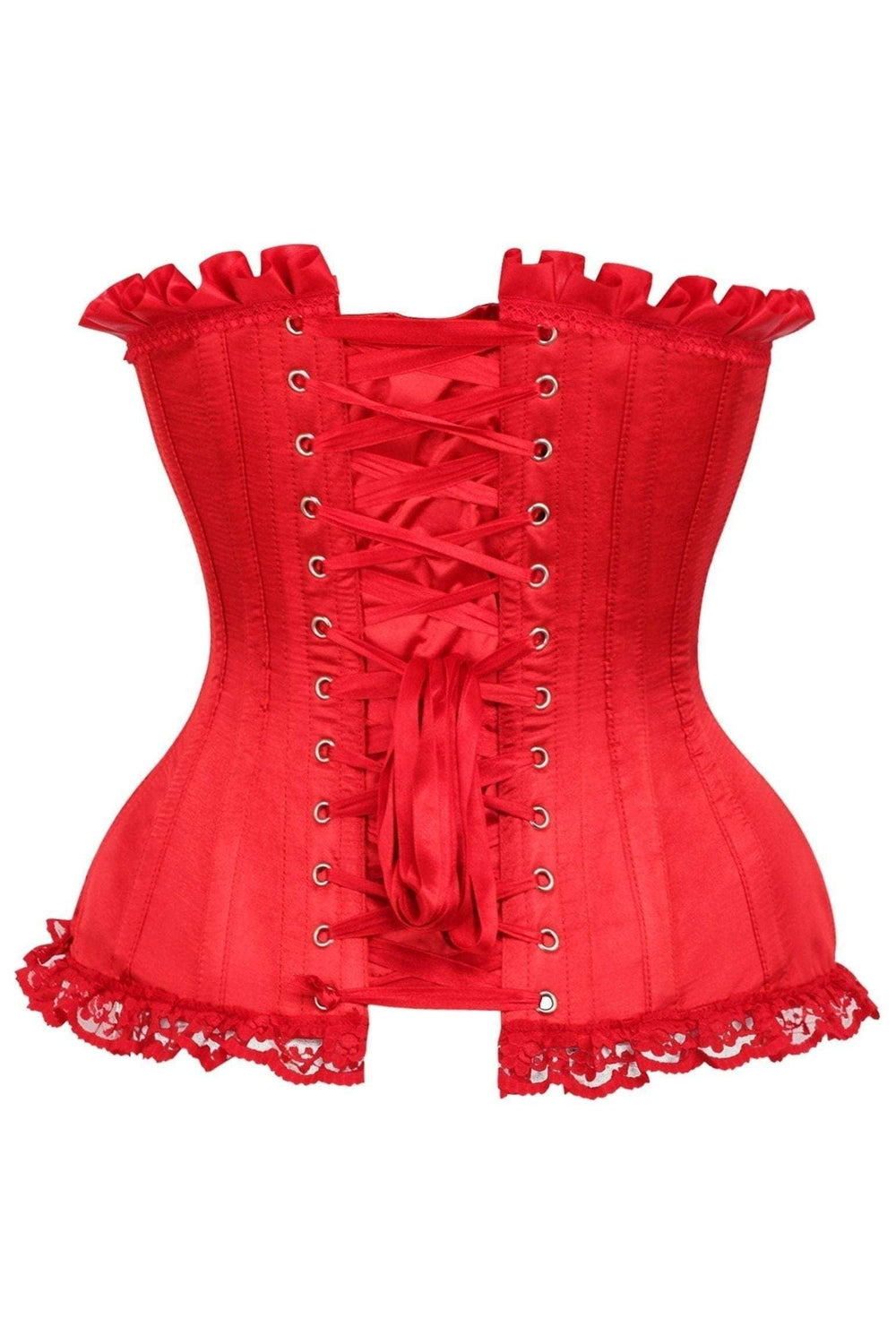 Daisy Corsets Top Drawer Red Satin Steel Boned Burlesque Corset - Daisy Corsets - Flyclothing LLC