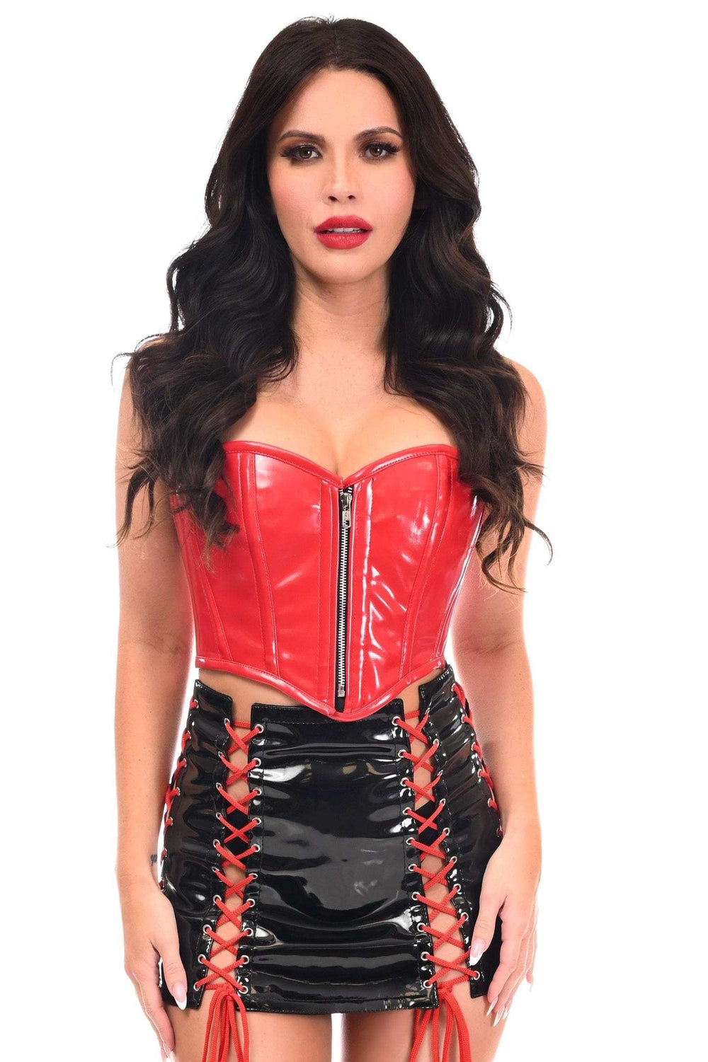 Daisy Corsets Top Drawer 2 PC Red/Black Zipper Bustier & Skirt Set - Daisy Corsets - Flyclothing LLC