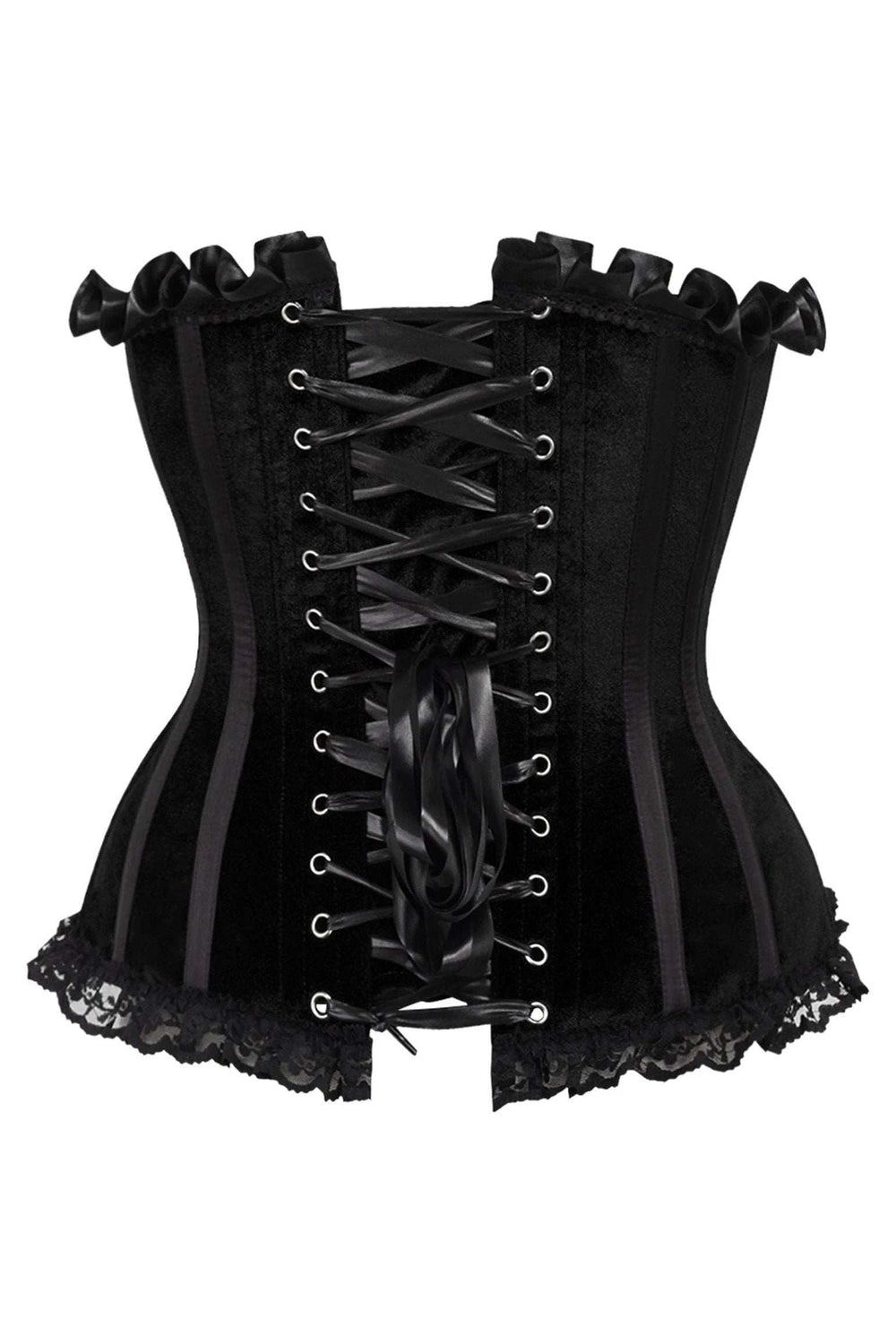 Daisy Corsets Top Drawer Black Velvet Steel Boned Burlesque Corset - Daisy Corsets - Flyclothing LLC