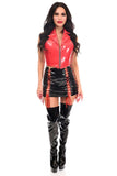 Daisy Corsets Top Drawer 2 PC Red/Black Collared Bustier & Skirt Set - Daisy Corsets - Flyclothing LLC