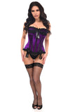 Daisy Corsets Top Drawer Purple Velvet Steel Boned Burlesque Corset - Daisy Corsets - Flyclothing LLC