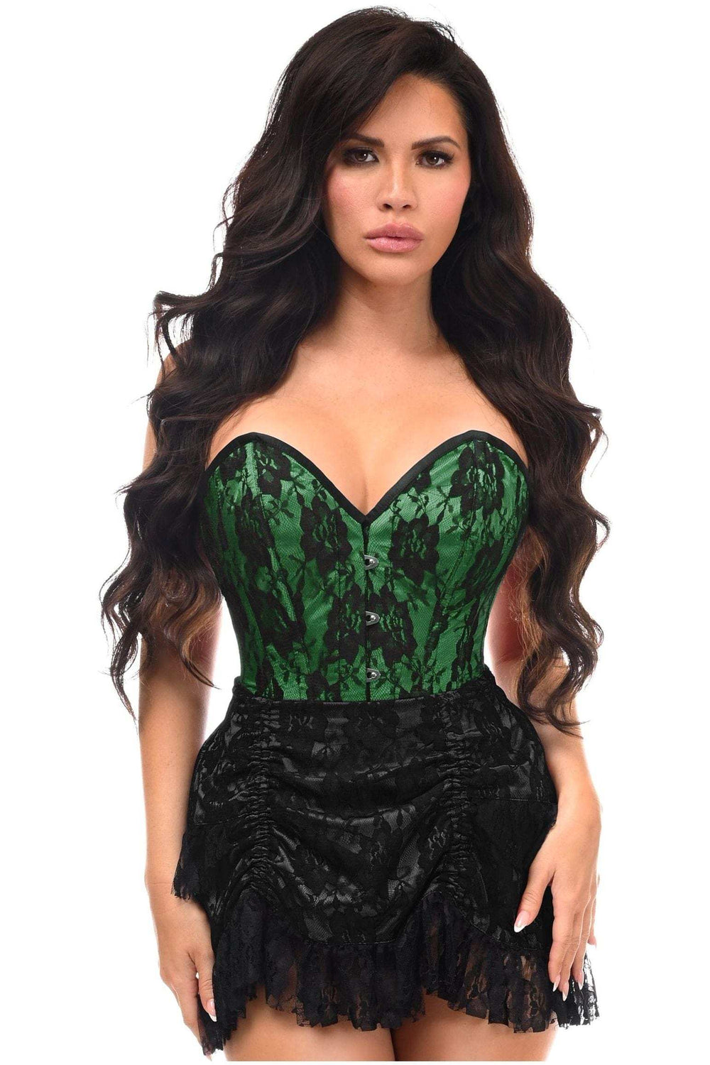 Daisy Corsets Top Drawer 2 PC Green Lace Steel Boned Corset & Skirt Set - Daisy Corsets - Flyclothing LLC