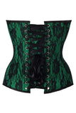 Daisy Corsets Top Drawer Green Satin w/Black Lace Overlay Steel Boned Overbust Corset - Daisy Corsets - Flyclothing LLC