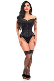 Daisy Corsets Top Drawer Black Satin Steel Boned Corset w/Straps - Daisy Corsets - Flyclothing LLC