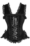 Daisy Corsets Top Drawer Black Velvet & Lace Steel Boned Corset w/Cap Sleeves - Daisy Corsets - Flyclothing LLC