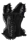Daisy Corsets Top Drawer Black Velvet & Lace Steel Boned Corset w/Cap Sleeves - Daisy Corsets - Flyclothing LLC