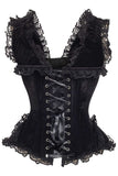 Daisy Corsets Top Drawer Black Velvet & Lace Steel Boned Corset w/Cap Sleeves - Daisy Corsets - Flyclothing LLC