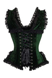 Daisy Corsets Top Drawer Dark Green Velvet & Lace Steel Boned Corset w/Cap Sleeves - Daisy Corsets - Flyclothing LLC