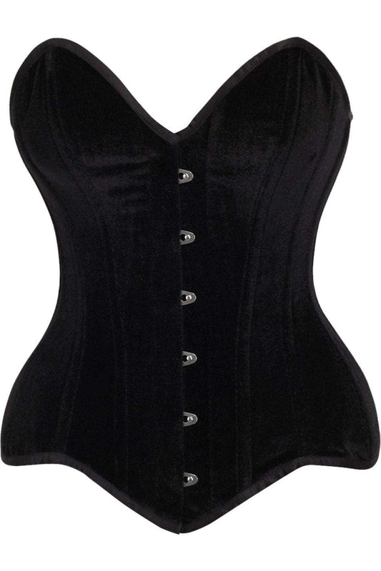 Daisy Corsets Top Drawer Black Velvet Steel Boned Overbust Corset - Daisy Corsets - Flyclothing LLC